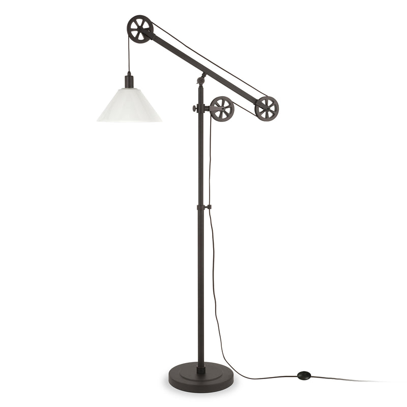 Home Outfitters 70" Black Reading Floor Lamp With White Frosted Glass Cone Shade