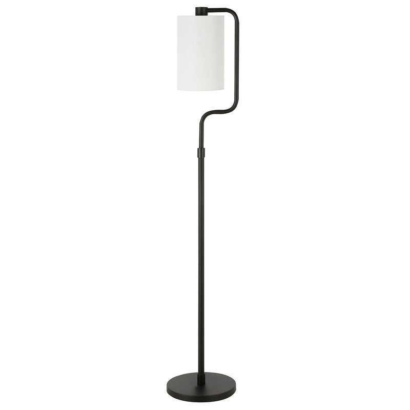 Home Outfitters 62" Black Reading Floor Lamp With White Frosted Glass Drum Shade