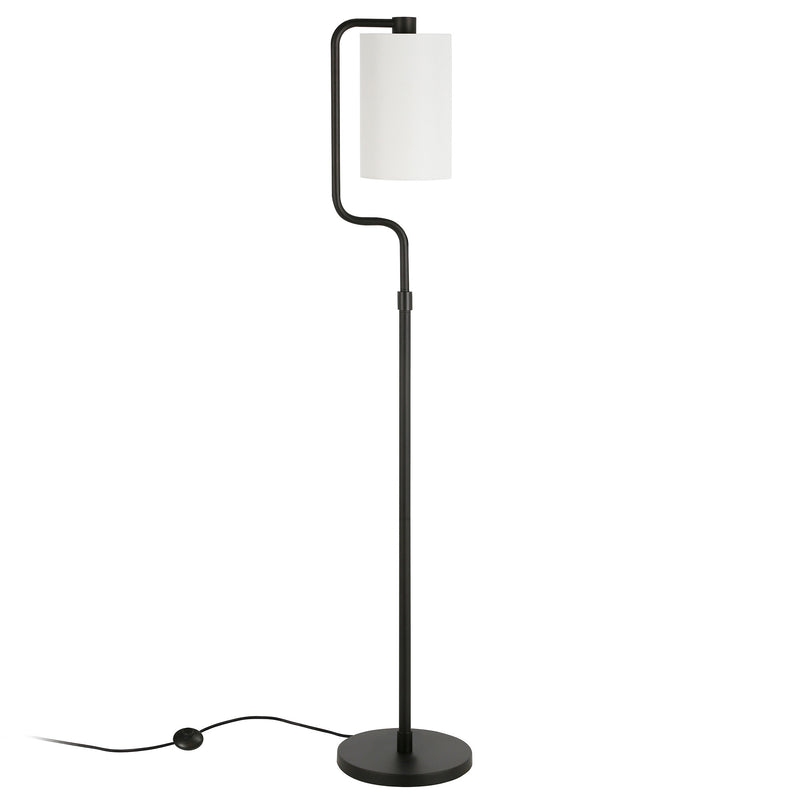 Home Outfitters 62" Black Reading Floor Lamp With White Frosted Glass Drum Shade