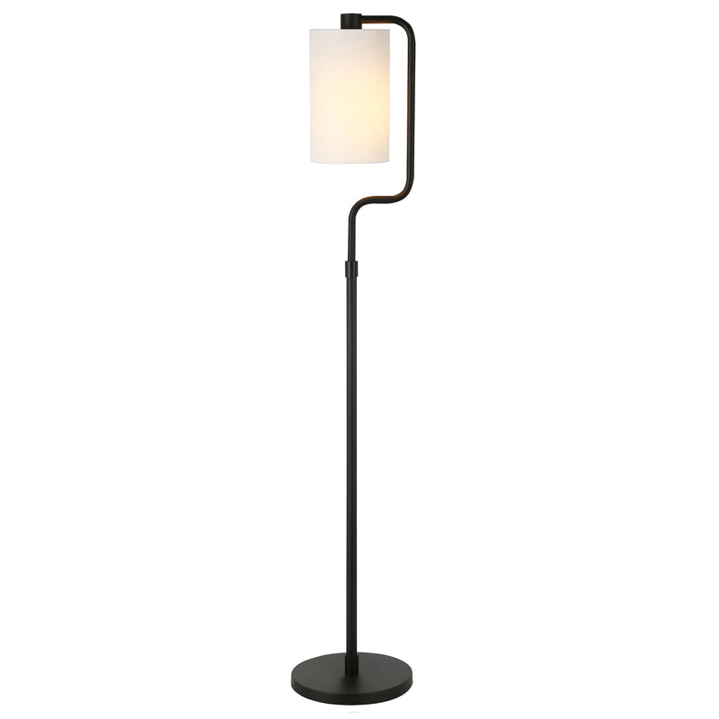 Home Outfitters 62" Black Reading Floor Lamp With White Frosted Glass Drum Shade