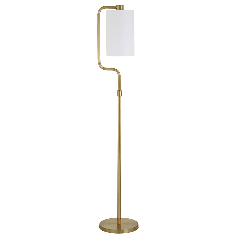 Home Outfitters 62" Brass Reading Floor Lamp With White Frosted Glass Drum Shade