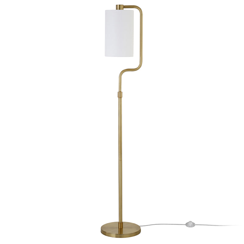 Home Outfitters 62" Brass Reading Floor Lamp With White Frosted Glass Drum Shade