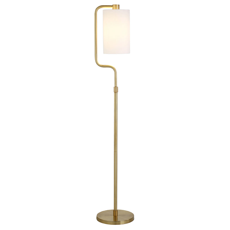 Home Outfitters 62" Brass Reading Floor Lamp With White Frosted Glass Drum Shade