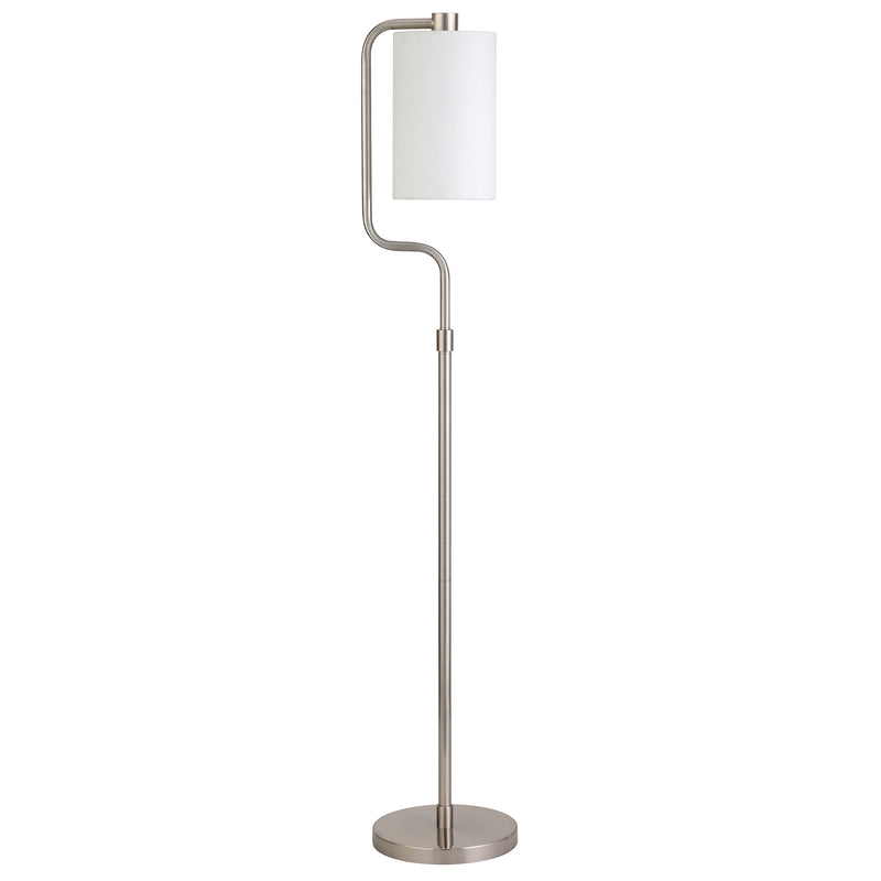 Home Outfitters 62" Nickel Reading Floor Lamp With White Frosted Glass Drum Shade