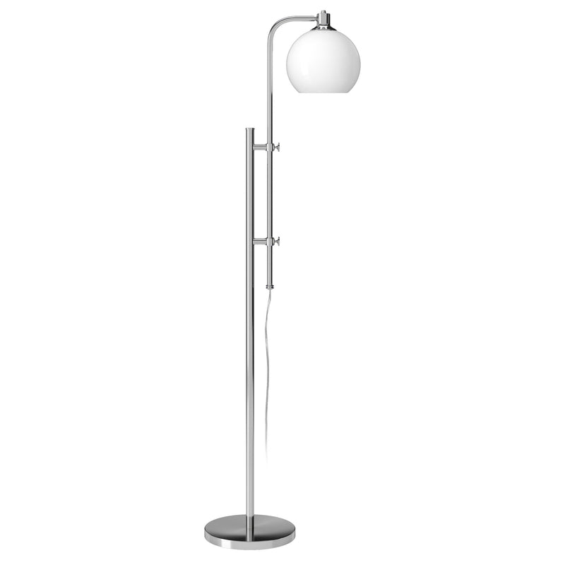 Home Outfitters 68" Nickel Adjustable Reading Floor Lamp With White Frosted Glass Globe Shade