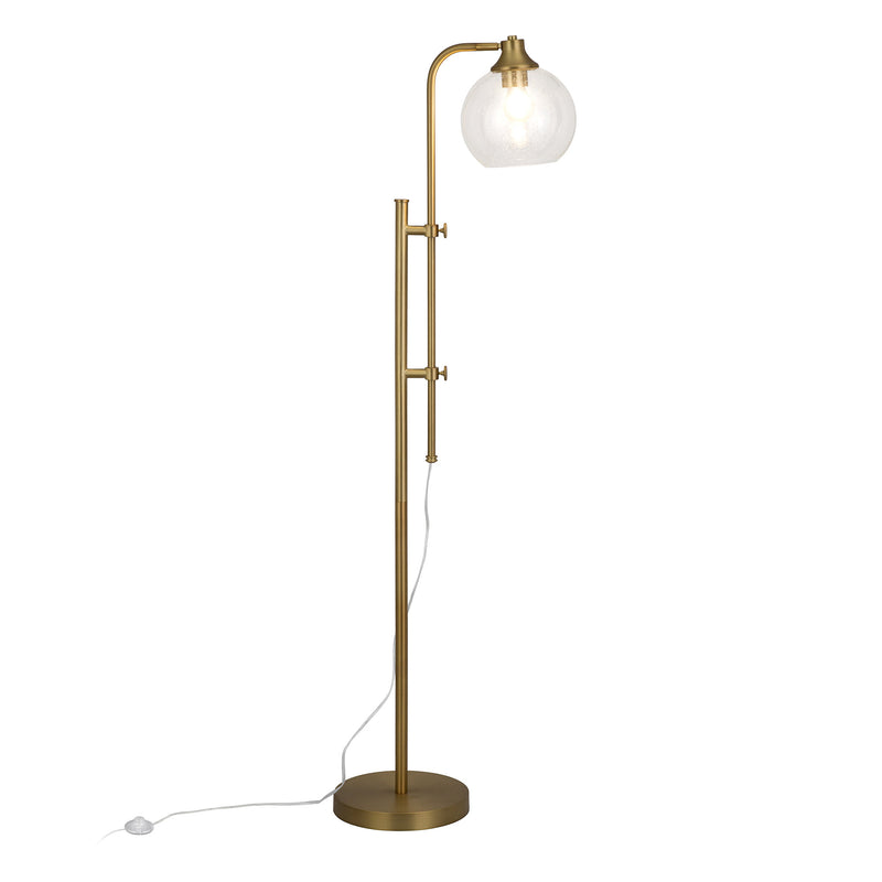 Home Outfitters 68" Brass Adjustable Reading Floor Lamp With Clear Seeded Glass Globe Shade