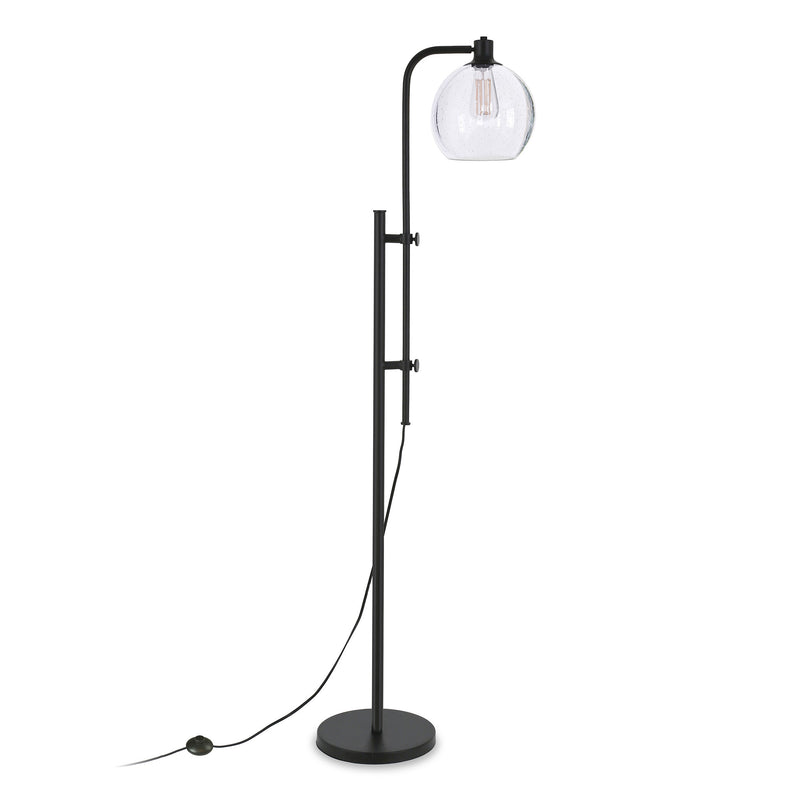 Home Outfitters 68" Black Adjustable Reading Floor Lamp With Clear Seeded Glass Globe Shade
