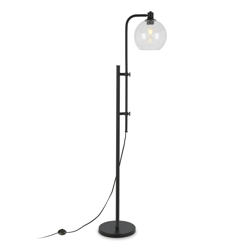 Home Outfitters 68" Black Adjustable Reading Floor Lamp With Clear Seeded Glass Globe Shade