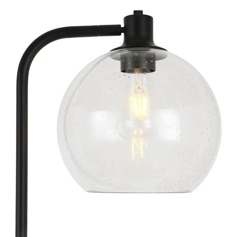 Home Outfitters 68" Black Adjustable Reading Floor Lamp With Clear Seeded Glass Globe Shade