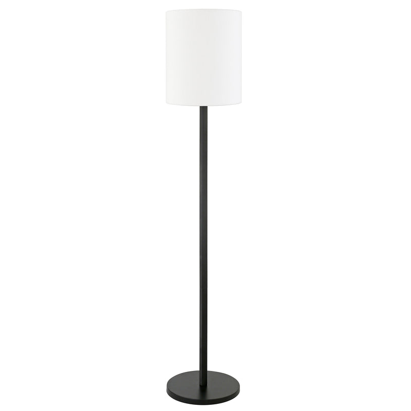 Home Outfitters 62" Black Traditional Shaped Floor Lamp With White Frosted Glass Drum Shade