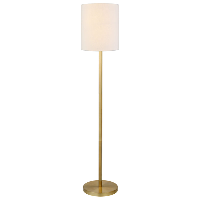 Home Outfitters 62" Brass Traditional Shaped Floor Lamp With White Frosted Glass Drum Shade