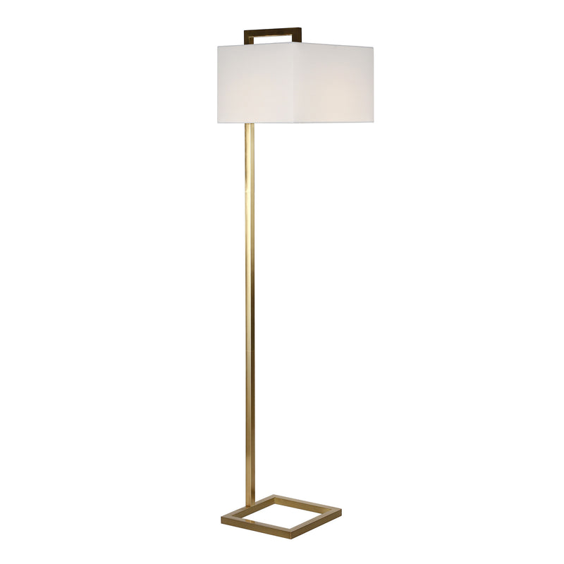 Home Outfitters 68" Brass Floor Lamp With White Frosted Glass Rectangular Shade