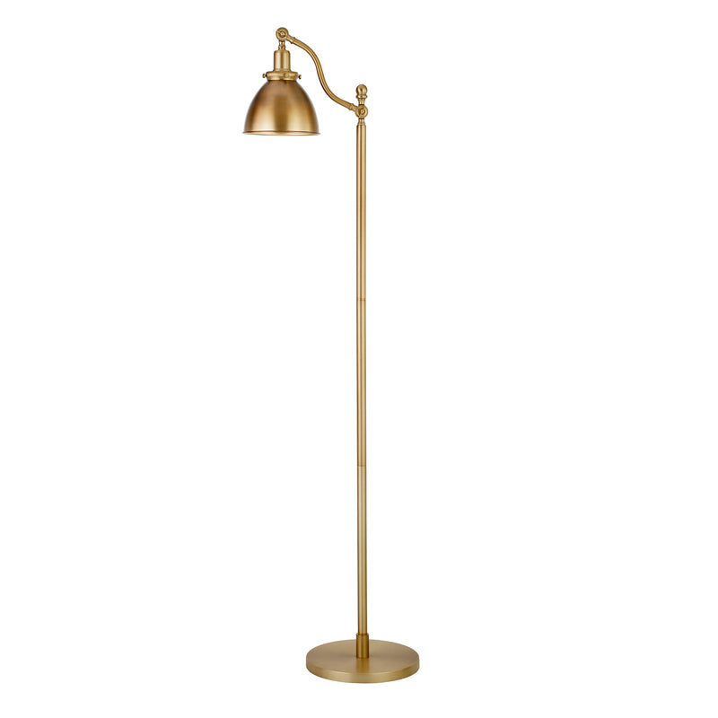 Home Outfitters 65" Brass Swing Arm Floor Lamp With Brass No Pattern Cone Shade