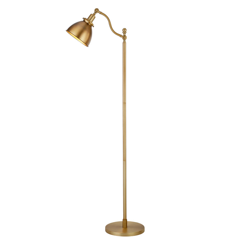 Home Outfitters 65" Brass Swing Arm Floor Lamp With Brass No Pattern Cone Shade