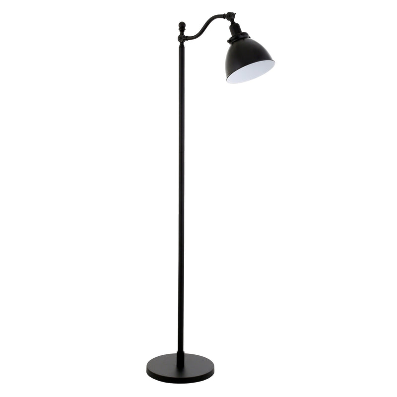 Home Outfitters 65" Black Swing Arm Floor Lamp With Black Cone Shade