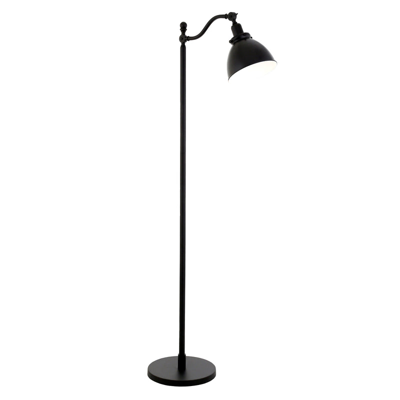 Home Outfitters 65" Black Swing Arm Floor Lamp With Black Cone Shade