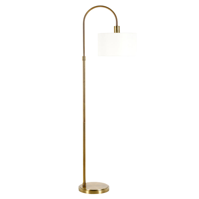 Home Outfitters 70" Brass Arched Floor Lamp With White Frosted Glass Drum Shade