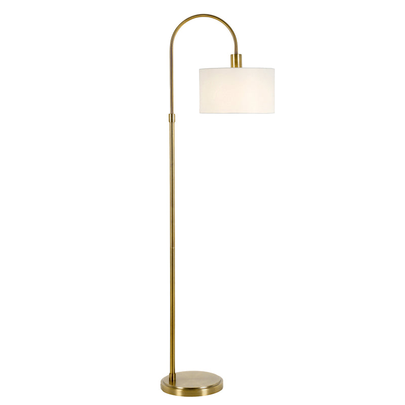 Home Outfitters 70" Brass Arched Floor Lamp With White Frosted Glass Drum Shade