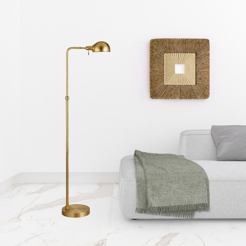 Home Outfitters 66" Brass Reading Floor Lamp With Gold Dome Shade