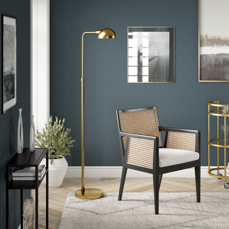 Home Outfitters 66" Brass Reading Floor Lamp With Gold Dome Shade