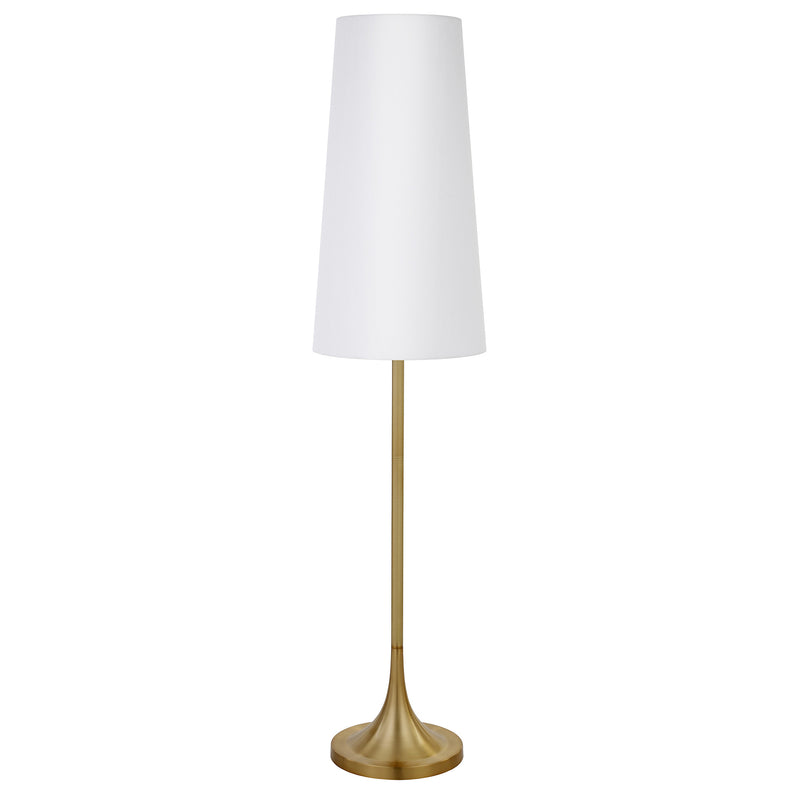 Home Outfitters 60" Brass Novelty Floor Lamp With White Frosted Glass Drum Shade