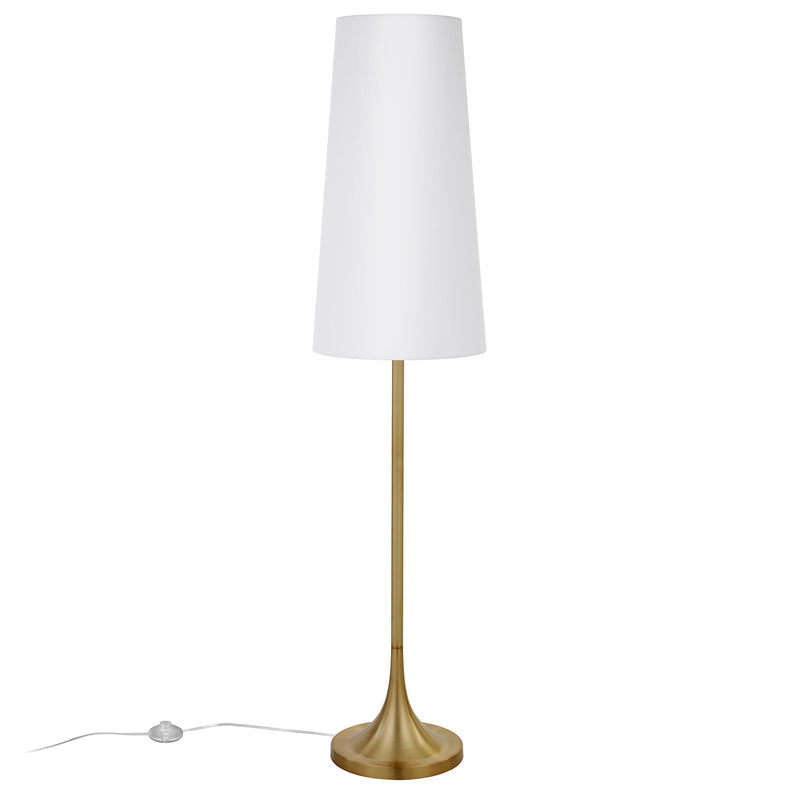 Home Outfitters 60" Brass Novelty Floor Lamp With White Frosted Glass Drum Shade