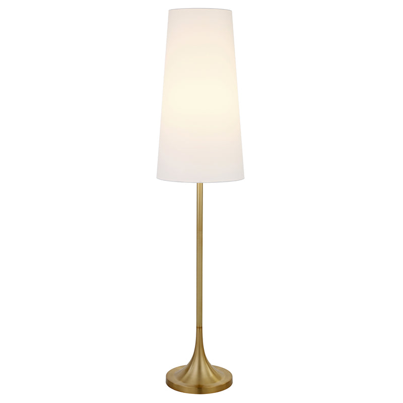 Home Outfitters 60" Brass Novelty Floor Lamp With White Frosted Glass Drum Shade