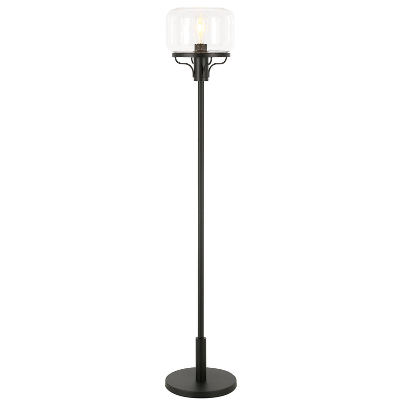 Home Outfitters 62" Black Novelty Floor Lamp With Clear Seeded Glass Globe Shade