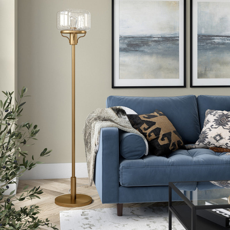 Home Outfitters 62" Brass Novelty Floor Lamp With Clear Seeded Glass Globe Shade