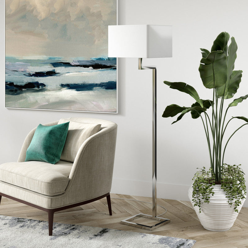 Home Outfitters 64" Nickel Floor Lamp With White Frosted Glass Rectangular Shade