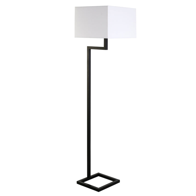 Home Outfitters 64" Black Floor Lamp With White Frosted Glass Rectangular Shade