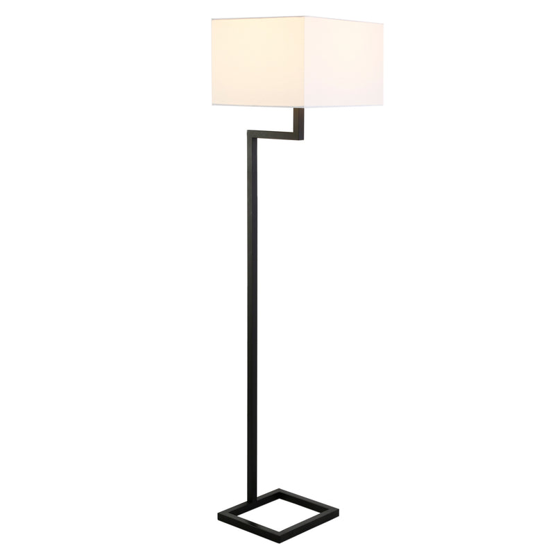 Home Outfitters 64" Black Floor Lamp With White Frosted Glass Rectangular Shade