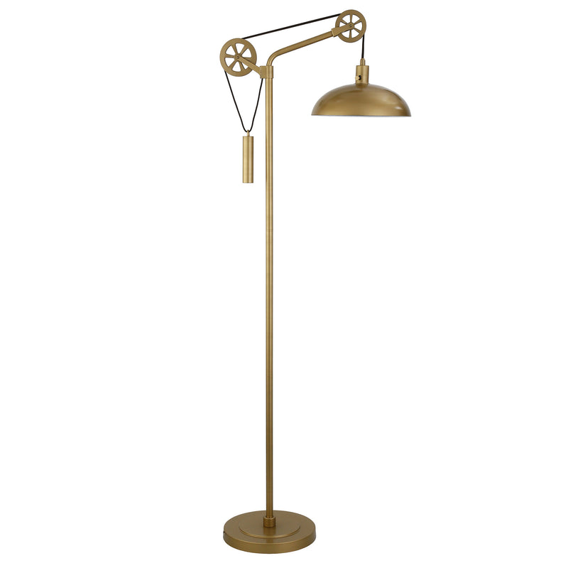 Home Outfitters 72" Brass Reading Floor Lamp With Brass Dome Shade