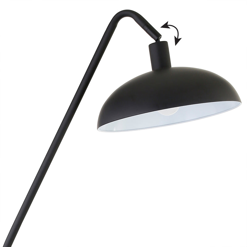 Home Outfitters 66" Black Reading Floor Lamp With Black Bowl Shade