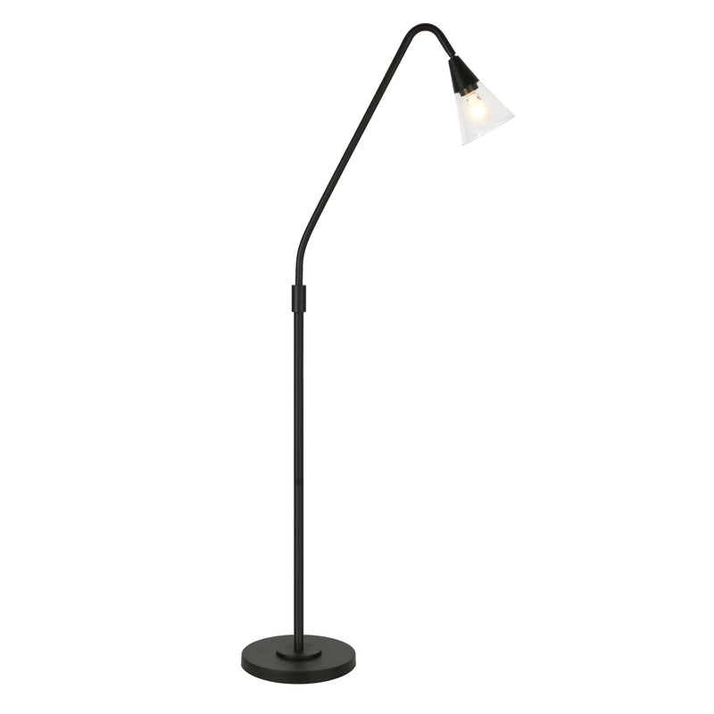 Home Outfitters 65" Black Reading Floor Lamp With Clear Transparent Glass Dome Shade