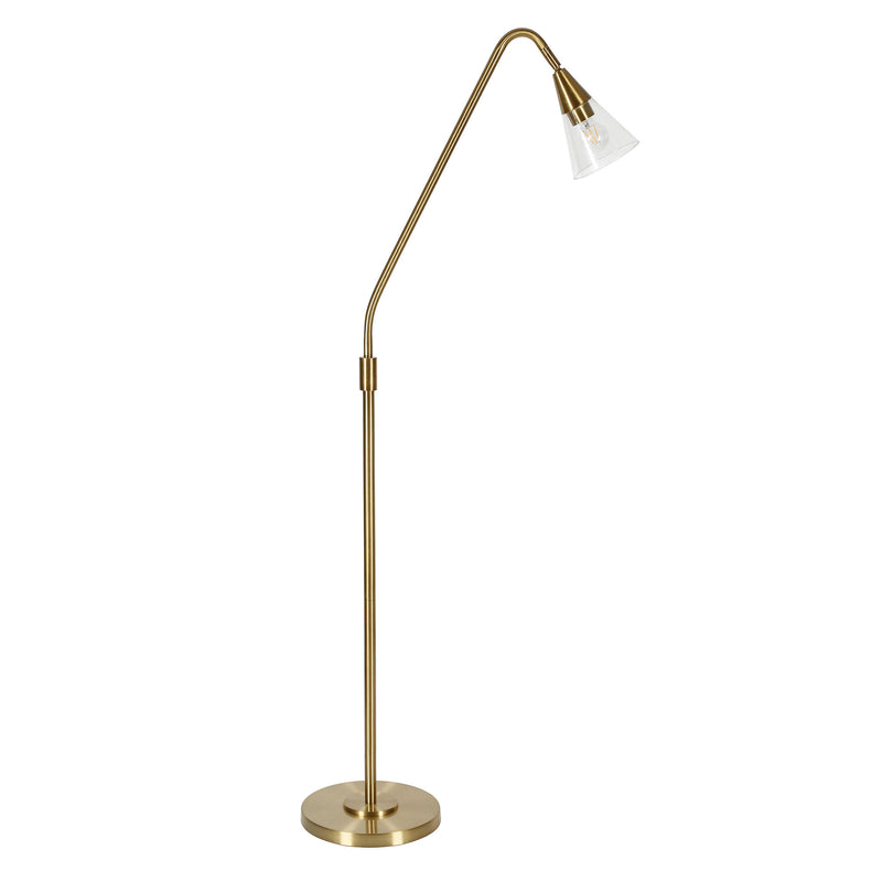 Home Outfitters 65" Brass Reading Floor Lamp With Clear Transparent Glass Dome Shade