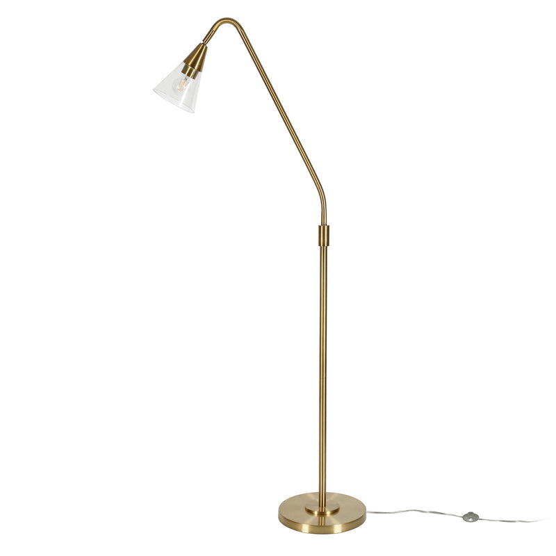 Home Outfitters 65" Brass Reading Floor Lamp With Clear Transparent Glass Dome Shade