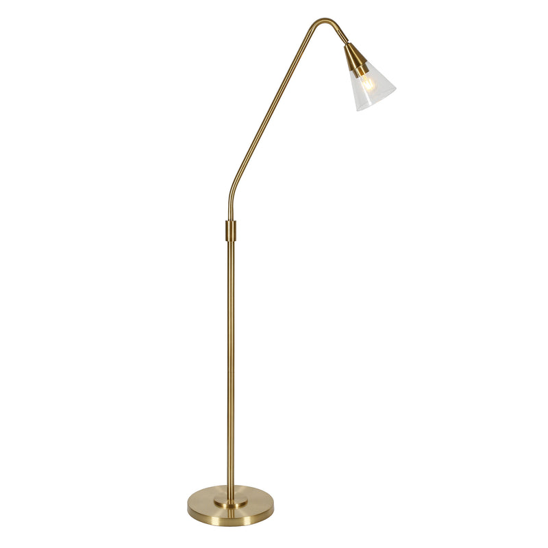 Home Outfitters 65" Brass Reading Floor Lamp With Clear Transparent Glass Dome Shade