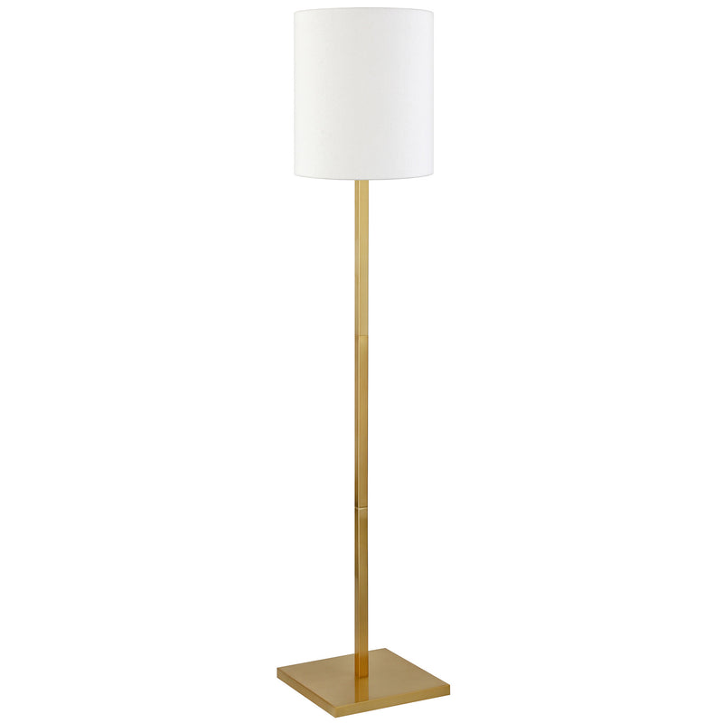 Home Outfitters 62" Brass Traditional Shaped Floor Lamp With White Frosted Glass Drum Shade