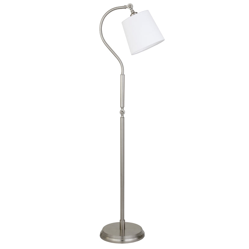 Home Outfitters 57" Nickel Arched Floor Lamp With White Frosted Glass Drum Shade