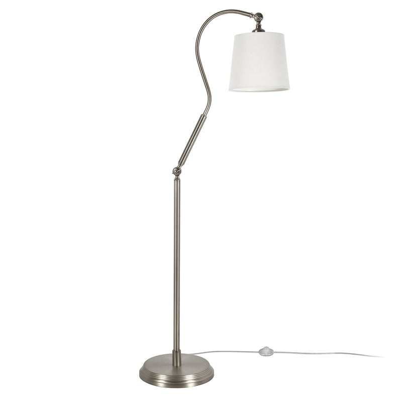 Home Outfitters 57" Nickel Arched Floor Lamp With White Frosted Glass Drum Shade