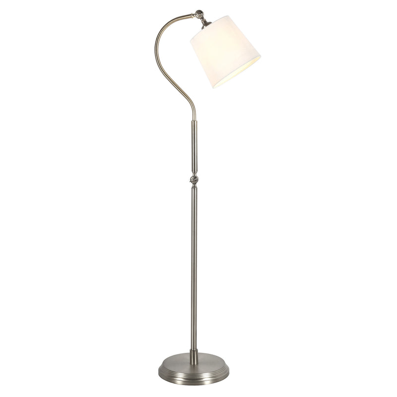 Home Outfitters 57" Nickel Arched Floor Lamp With White Frosted Glass Drum Shade