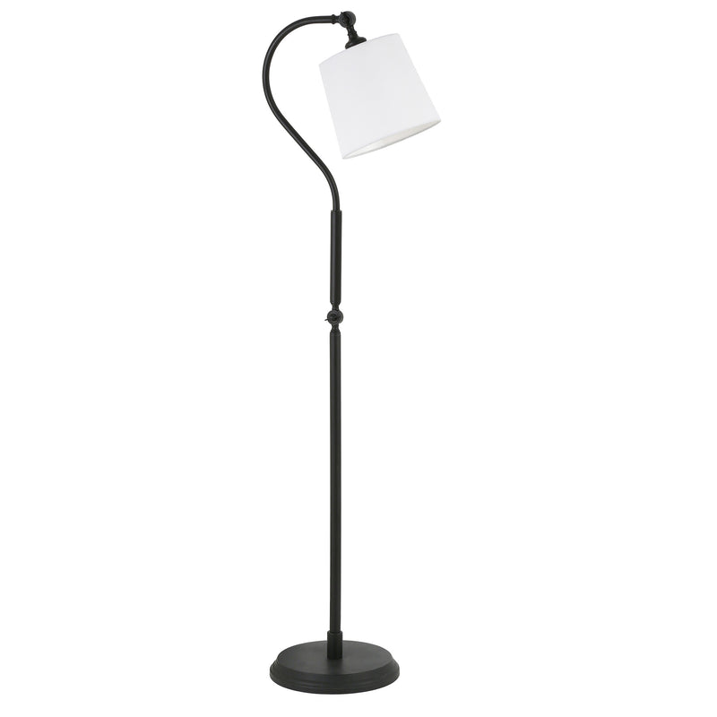 Home Outfitters 57" Black Arched Floor Lamp With White Frosted Glass Drum Shade