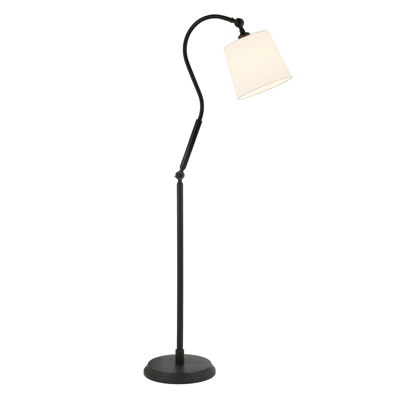 Home Outfitters 57" Black Arched Floor Lamp With White Frosted Glass Drum Shade