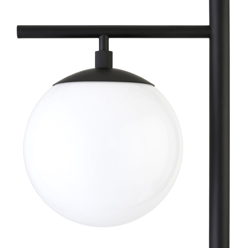 Home Outfitters 71" Black Two Light Tree Floor Lamp With White Frosted Glass Globe Shade