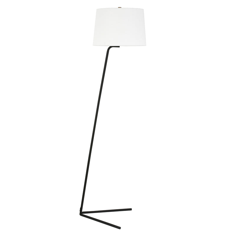 Home Outfitters 60" Black Novelty Floor Lamp With White Frosted Glass Drum Shade