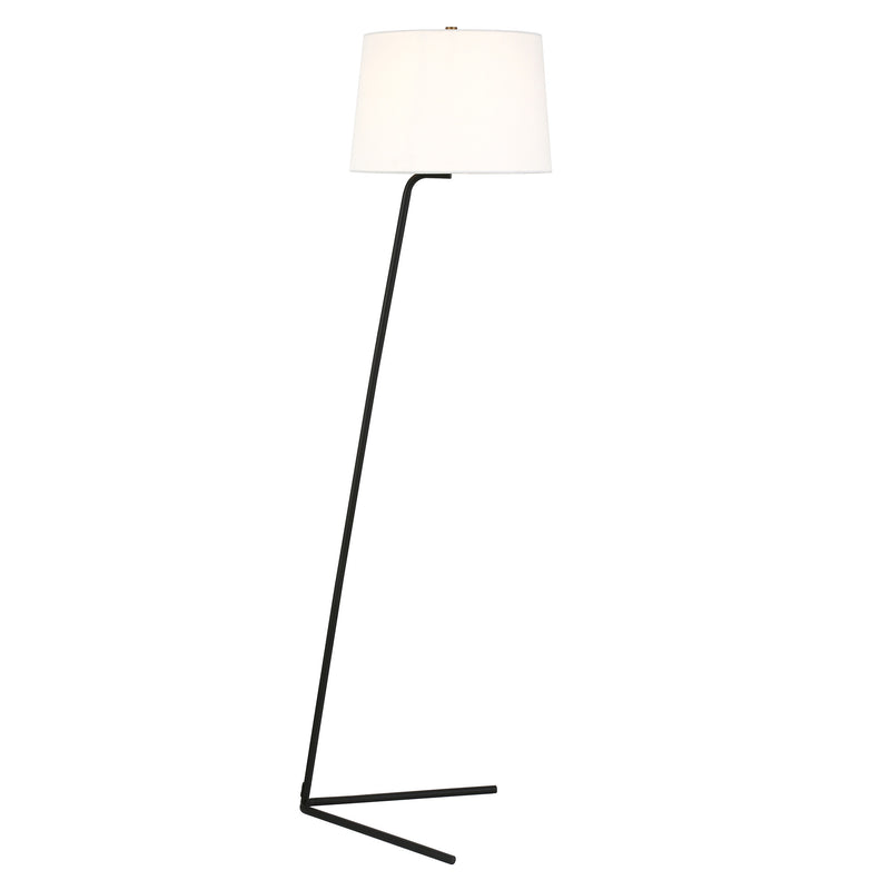 Home Outfitters 60" Black Novelty Floor Lamp With White Frosted Glass Drum Shade