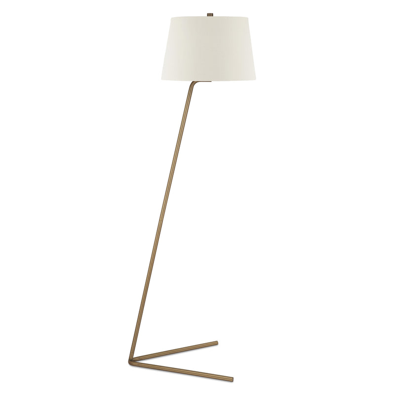 Home Outfitters 60" Brass Novelty Floor Lamp With White Frosted Glass Drum Shade