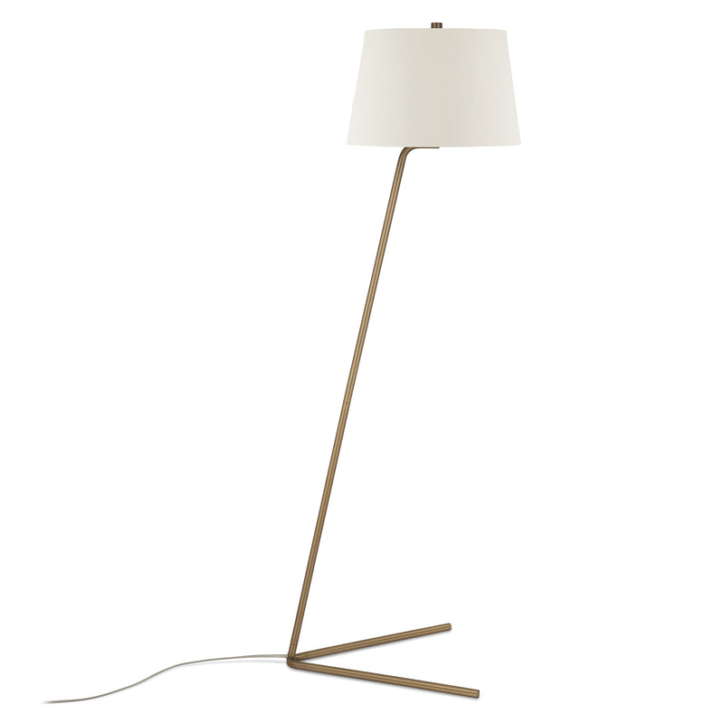 Home Outfitters 60" Brass Novelty Floor Lamp With White Frosted Glass Drum Shade