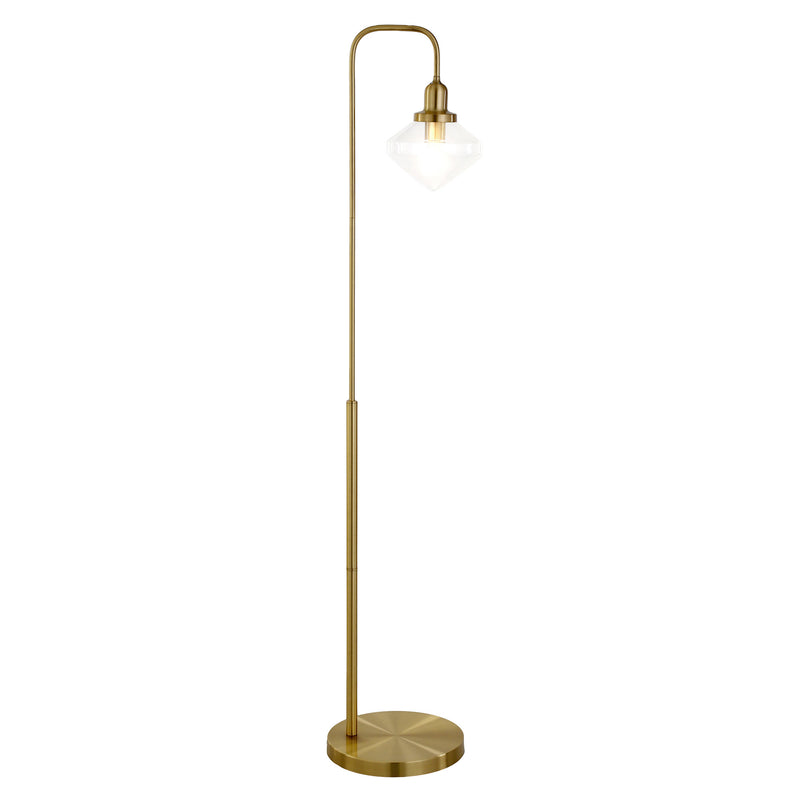 Home Outfitters 62" Brass Arched Floor Lamp With Clear Transparent Glass Shade